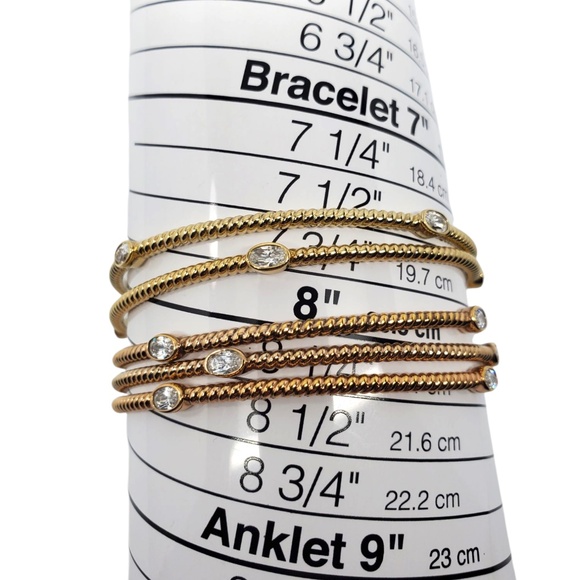 Sterling Silver Gold-Tone Cubic Zirconia Bangle Bracelets Set Of 5 #21290 - Picture 8 of 11